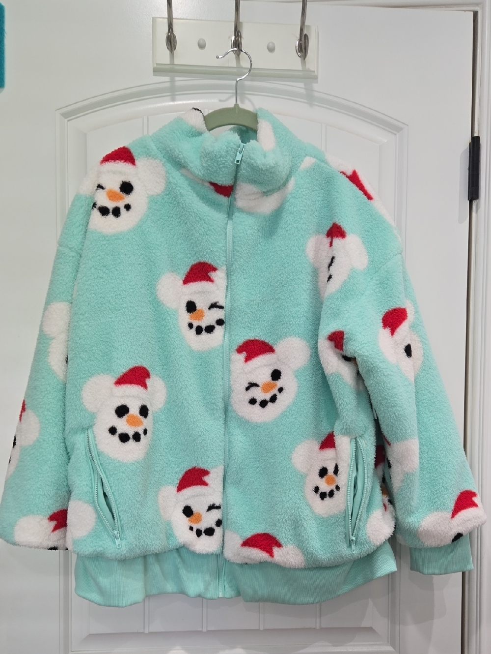 Disney Parks 2024 Snowman Mickey Mouse fleece sherpa zip jacket